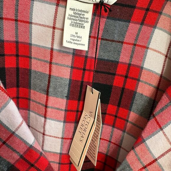 VICTORIA'S SECRET Cotton Red Plaid flannel Pajama Pants Set Long Sleeve M New - Picture 10 of 10